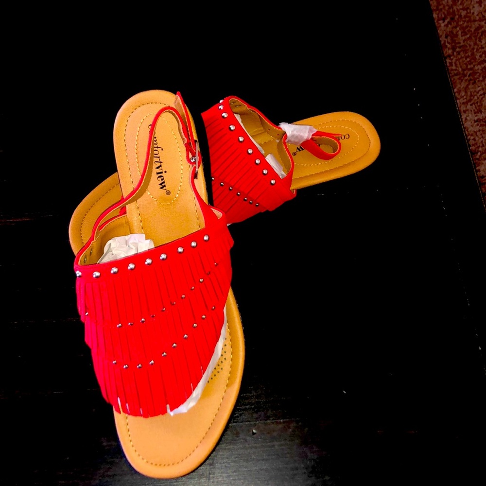 New ComfortView Red Sandals, Size 8